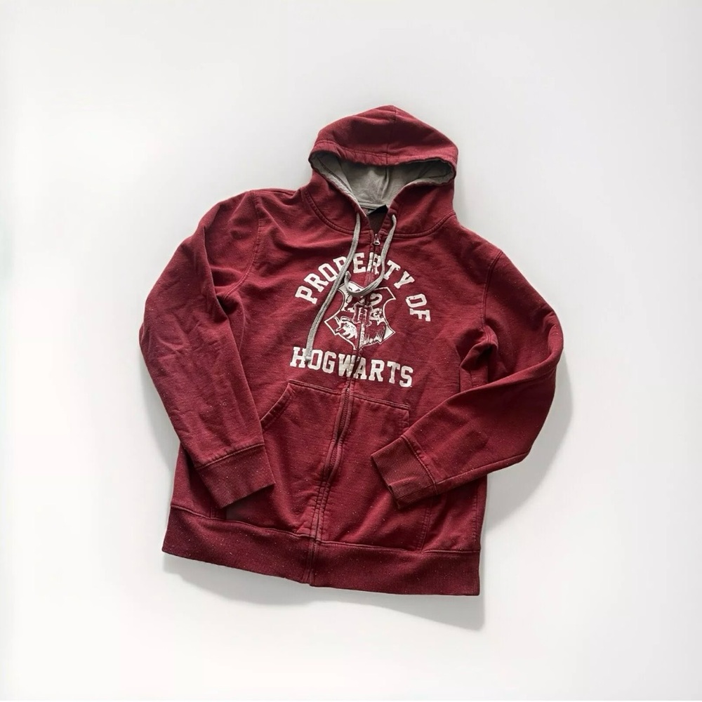 Harry Potter Unisex Maroon zipper Hoodie Property Of Hogwarts Size M